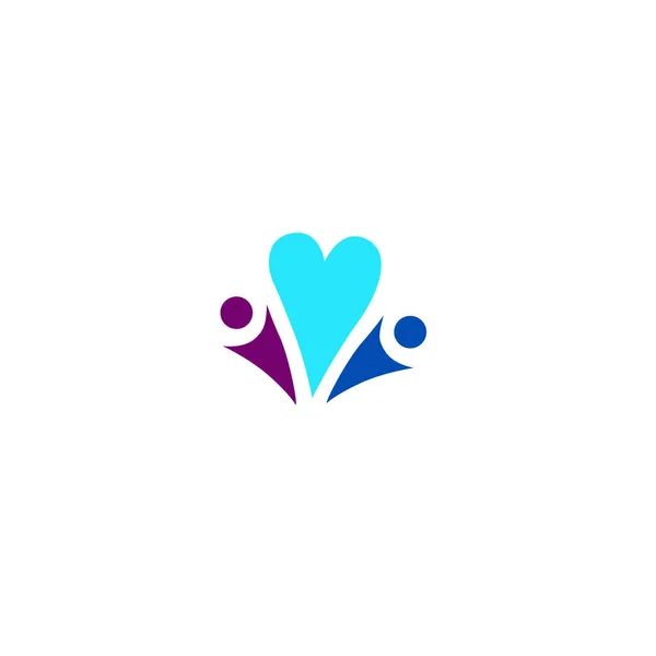 People Blue Heart Sign Symbol Art Logo Isolated White — Vector de stock