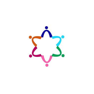 Renkli İnsanlar Birlikte İmza, Sembol, Sanat ve Logo Beyazda İzole Edildi