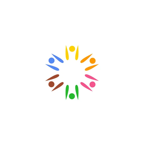 Colorful People Together Sign Symbol Logo — Stock Vector