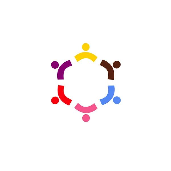 Persone Colorate Insieme Simbolo Logo Icona Arte Isolate Bianco — Vettoriale Stock