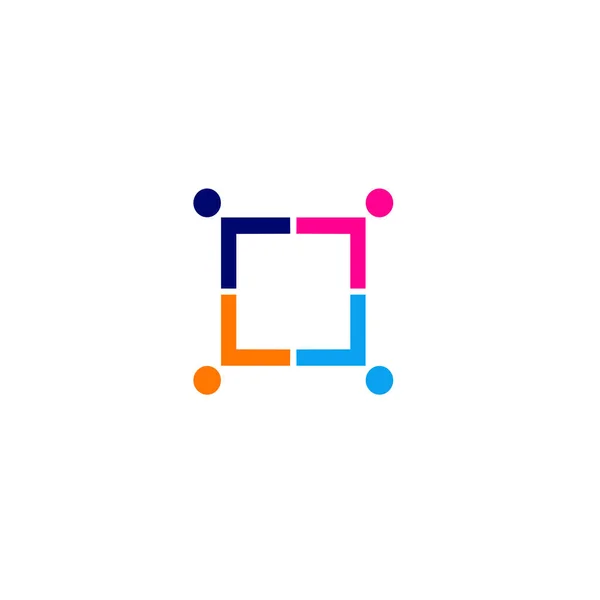 Persone Circolo Con Segno Geometrico Simbolo Arte Logo Isolato Bianco — Vettoriale Stock