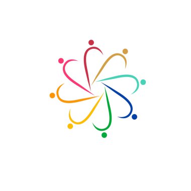 Renkli İnsanlar Çember İşaretinde, Sembolde, Sanatta, Logoda Beyazlar Üzerinde İzole Edildi