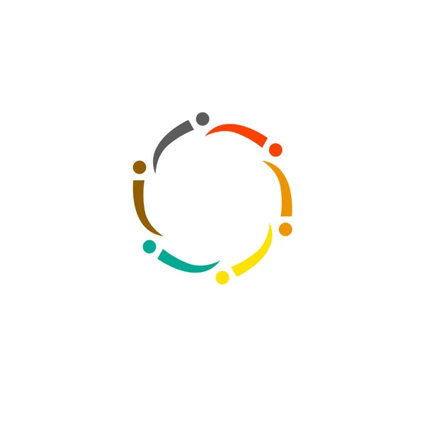 Persone Colorate Insieme Cerchio Segno Simbolo Arte Logo Isolato Bianco — Vettoriale Stock