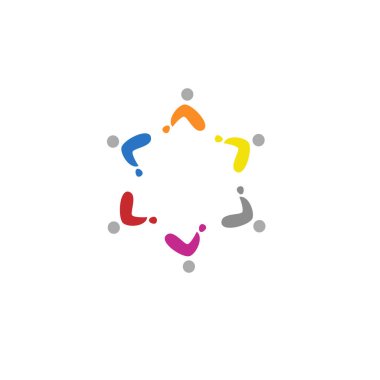 Renkli İnsanlar Çemberi, İnsanlar Birarada İşaret, Sembol, Sanat, Logo Beyazlara İzole Edildi