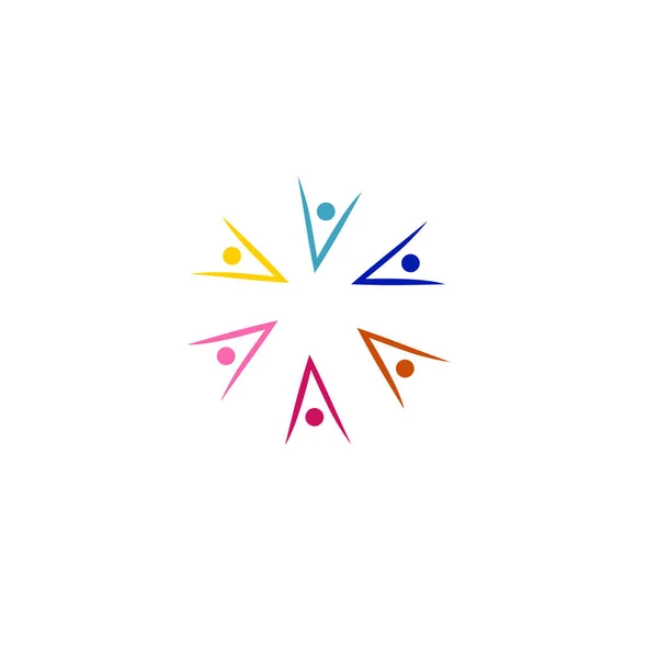 Personas Colores Círculo Personas Juntos Signo Símbolo Arte Logo Aislado — Vector de stock