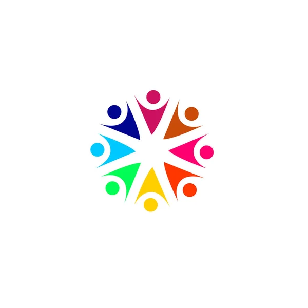 Colorful People Circle People Together Sign Symbol Art Logo Isolated — 图库矢量图片