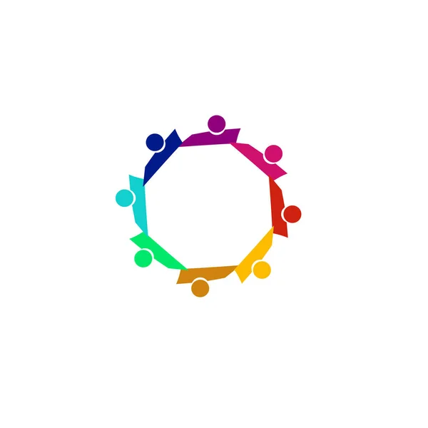 Colorful People Circle People Together Sign Symbol Art Logo Isolated — Stock Vector
