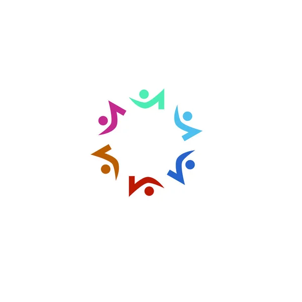 Colorful People Circle People Together Sign Symbol Art Logo Isolated — 스톡 벡터