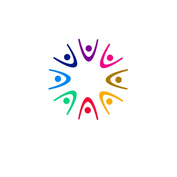 Colorful People Circle People Together Sign Symbol Art Logo Isolated — 스톡 벡터