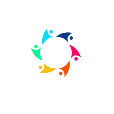 Soyut İnsanlar Birlikte İmzala, Sembol, Sanat, Logo Beyaz üzerine izole