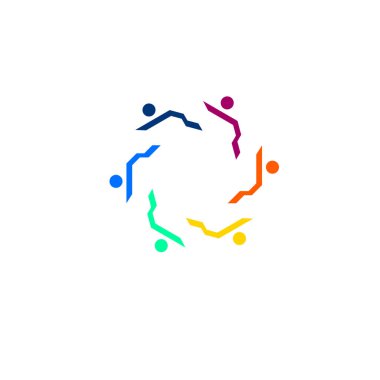 Renkli soyut insanlar sanat, işaret, sembol, logo beyaza izole edilmiş