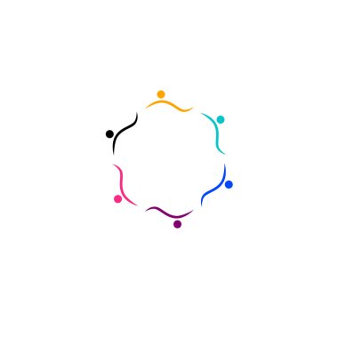 Renkli İnsanlar Çember İşaretinde, Sembolde, Sanatta, Logoda Beyazlar Üzerinde İzole Edildi