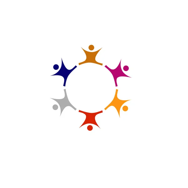 Цветные Люди Церкле Вместе Знакомство Симбол Арт Логотип Изолированный Беле — стоковый вектор