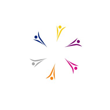 Renkli İnsanlar Birlikte İmza, Sembol, Sanat ve Logo Beyazda İzole Edildi