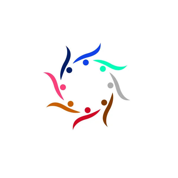Personas Colores Juntos Círculo Señal Símbolo Arte Logo Aislado Blanco — Vector de stock