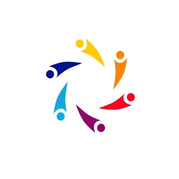 Colorful People Together Signe Symbole Art Logo Isolé Sur Blanc — Image vectorielle