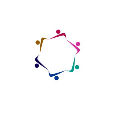 Renkli İnsanlar Birlikte İmza, Sembol, Sanat ve Logo Beyazda İzole Edildi