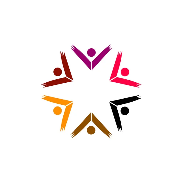 Colorful People Together Signe Symbole Art Logo Isolé Sur Blanc — Image vectorielle