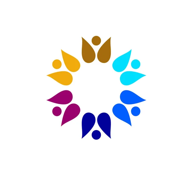 Colorful People Together Signe Symbole Art Logo Isolé Sur Blanc — Image vectorielle