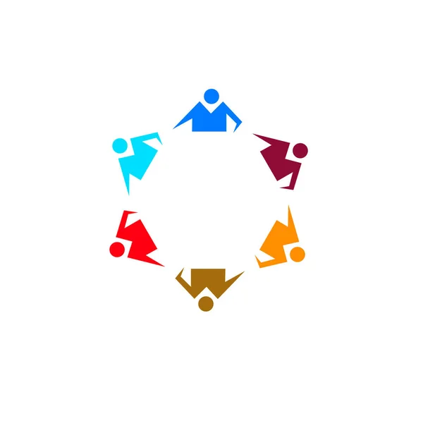 Kleurrijke Mensen Samen Teken Symbool Kunst Logo Geïsoleerd Wit — Stockvector