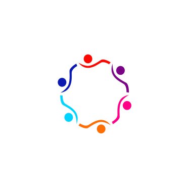 Renkli İnsanlar Birlikte İmza, Sembol, Sanat ve Logo Beyazda İzole Edildi