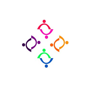 Renkli İnsanlar Birlikte İmza, Sembol, Sanat ve Logo Beyazda İzole Edildi