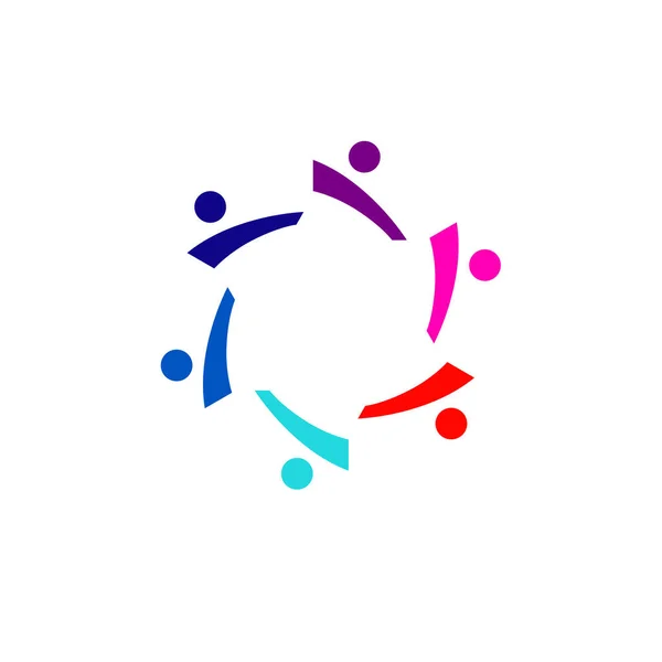 Colorful People Together Signe Symbole Art Logo Isolé Sur Blanc — Image vectorielle