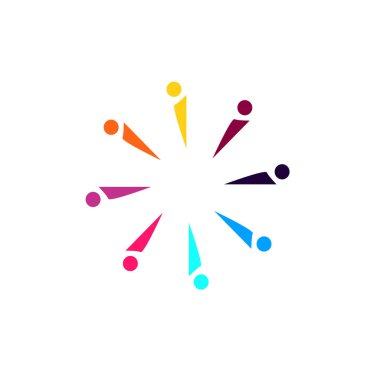 Çember işareti, sembol, sanat, logo beyaza izole edilmiş insanlar bir arada.