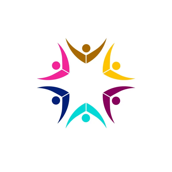 Colorful People Together Circle Signe Symbole Art Logo Isolé Sur — Image vectorielle