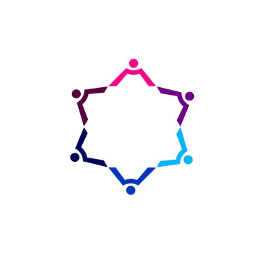 Çember, işaret, sembol, sanat, logo beyazlara izole edilmiş renkte insanlar bir arada.