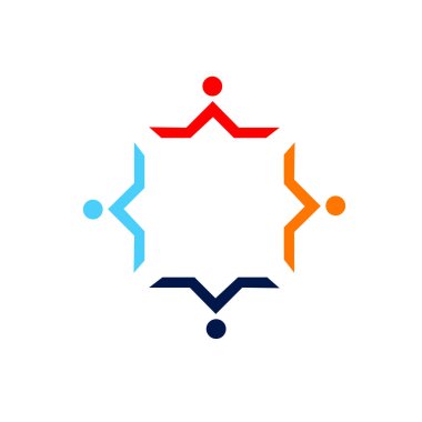 Çember, işaret, sembol, sanat, logo beyazlara izole edilmiş renkte insanlar bir arada.