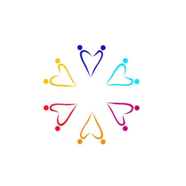 Kalp Şekilli İnsanlar İşaret, Sembol, Sanat, Logo Beyaz üzerinde İzole Edildi