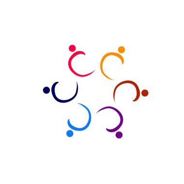 Çember, işaret, sembol, sanat, logo beyazlara izole edilmiş renkte insanlar bir arada.