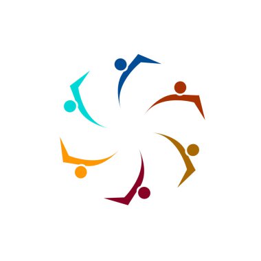 Renkli İnsanlar Birlikte İmza, Sembol, Sanat ve Logo Beyazda İzole Edildi