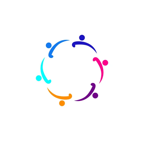 Personnes Colorées Ensemble Circle Signe Symbole Art Logo Isolé Sur — Image vectorielle