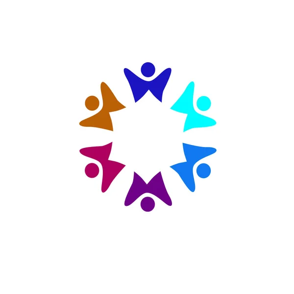 Personnes Colorées Ensemble Circle Signe Symbole Art Logo Isolé Sur — Image vectorielle