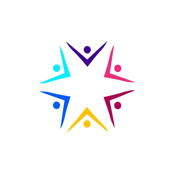 Gente Colorida Junta Firmar Símbolo Arte Logo Aislado Blanco — Vector de stock