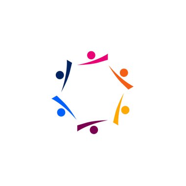 Renkli İnsanlar Birlikte İmza, Sembol, Sanat ve Logo Beyazda İzole Edildi