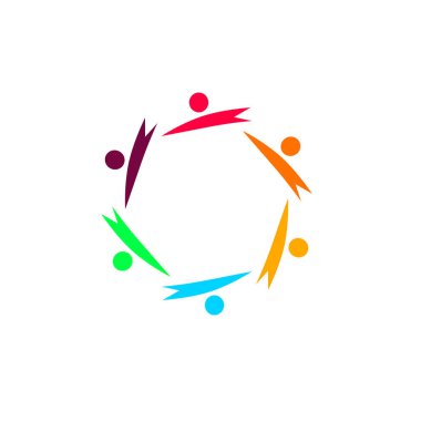 Renkli İnsanlar Birlikte İmza, Sembol, Sanat ve Logo Beyazda İzole Edildi