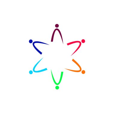 Renkli İnsanlar Birlikte İmza, Sembol, Sanat ve Logo Beyazda İzole Edildi