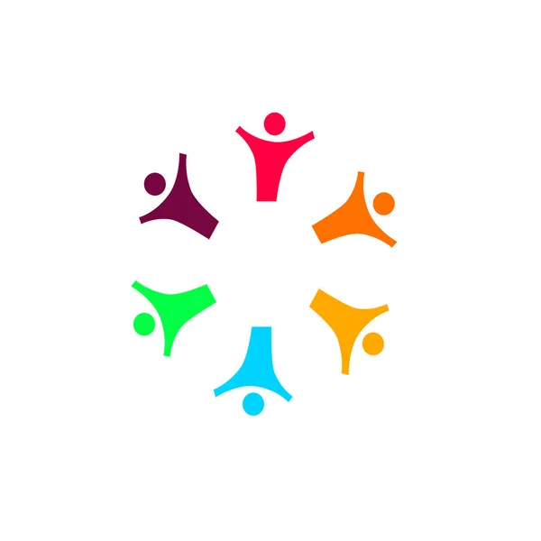 Colorful People Together Signe Symbole Art Logo Isolé Sur Blanc — Image vectorielle