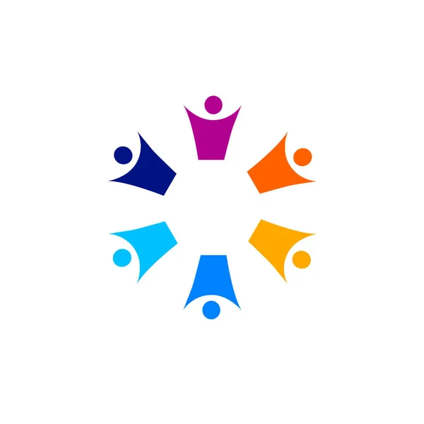 Persone Colorate Insieme Segno Simbolo Arte Logo Isolato Sul Bianco — Vettoriale Stock