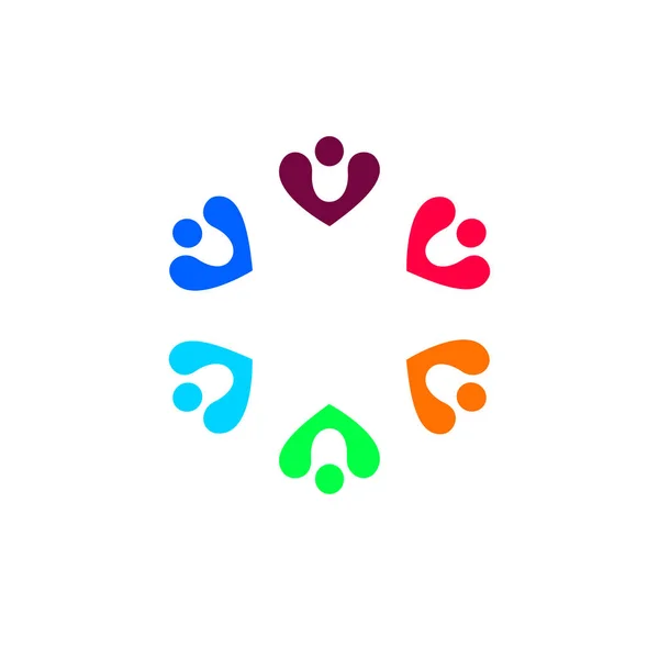 Gente Colorida Junta Firmar Símbolo Arte Logo Aislado Blanco — Vector de stock