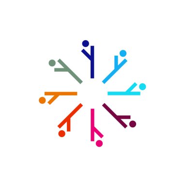 Renkli İnsanlar Birlikte İmza, Sembol, Sanat ve Logo Beyazda İzole Edildi