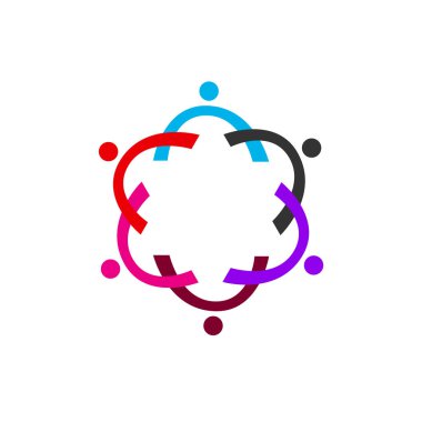 Renkli İnsanlar Birlikte İmza, Sembol, Sanat ve Logo Beyazda İzole Edildi