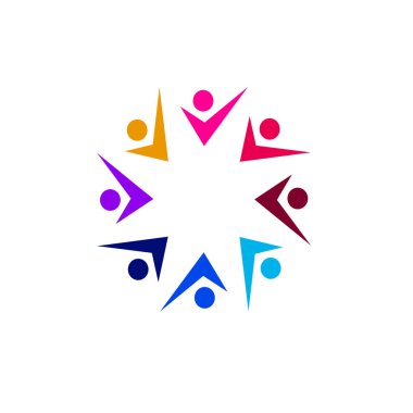 Renkli İnsanlar Birlikte İmza, Sembol, Sanat ve Logo Beyazda İzole Edildi