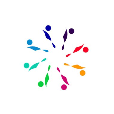 Renkli İnsanlar Birlikte İmza, Sembol, Sanat ve Logo Beyazda İzole Edildi