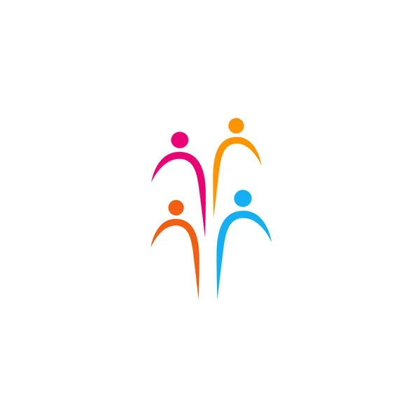 Colorful People Together Famille Art Signe Symbole Logo Isolé Sur — Image vectorielle