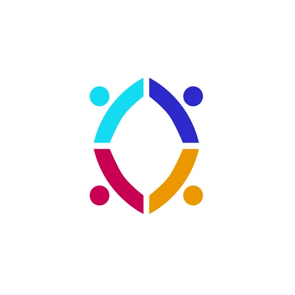 Renkli Nsanlar Birlikte Mza Sembol Sanat Logo Beyazda Zole Edildi — Stok Vektör