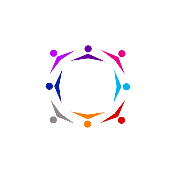Colorful People Together Signe Symbole Art Logo Isolé Sur Blanc — Image vectorielle